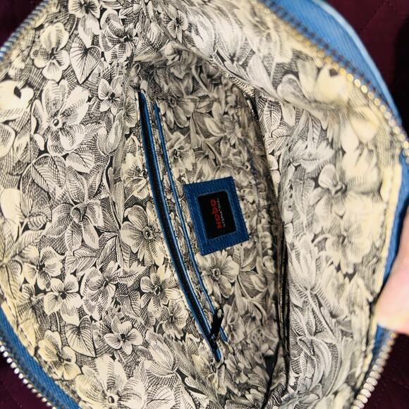 HOBO INTERNATIONAL Distressed Slate Blue Leather Fold Over Clutch - Picture 6 of 7